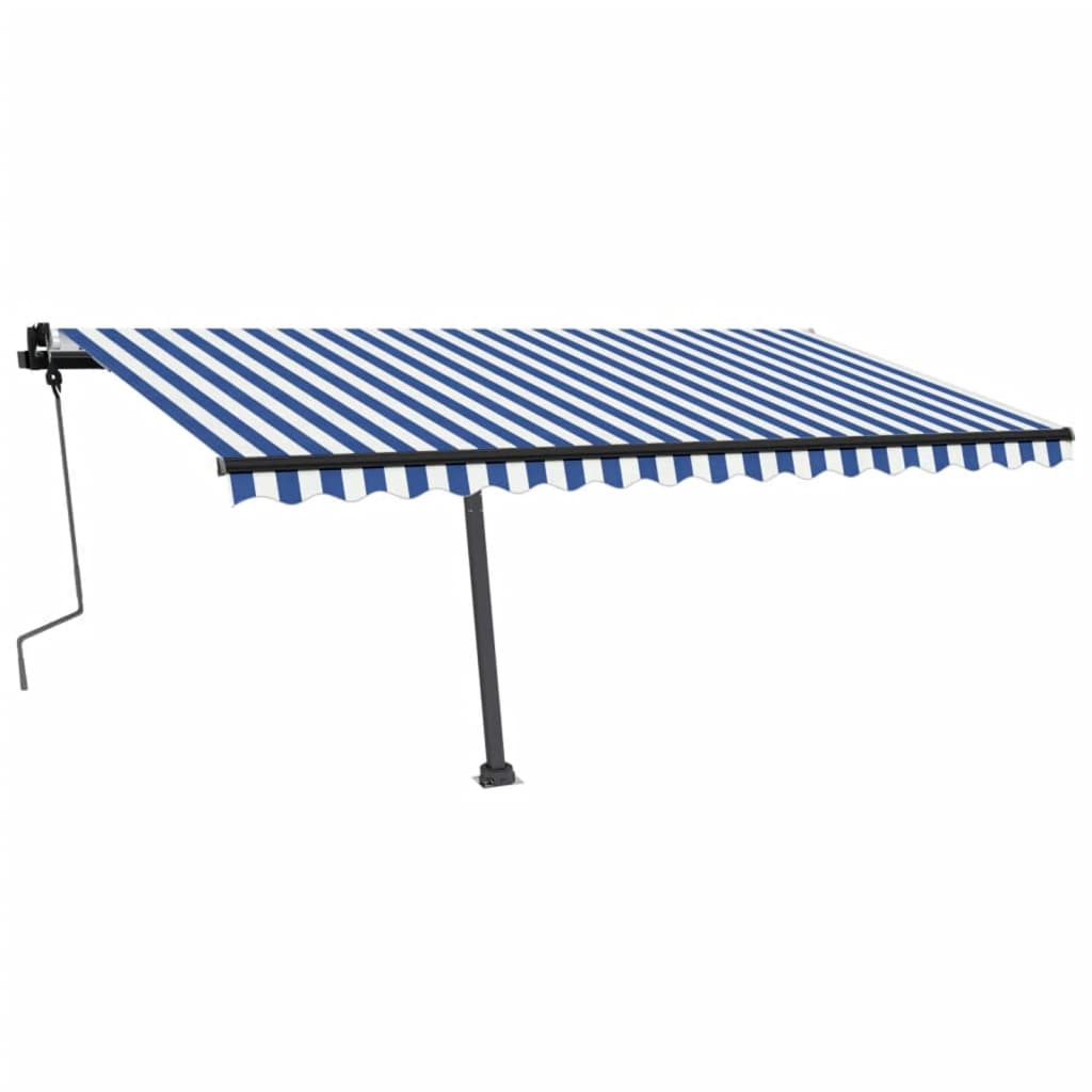 Freestanding Manual Retractable Awning 400x350 cm Blue/White