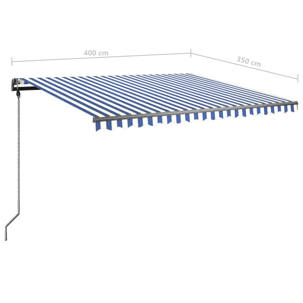 Freestanding Manual Retractable Awning 400x350 cm Blue/White