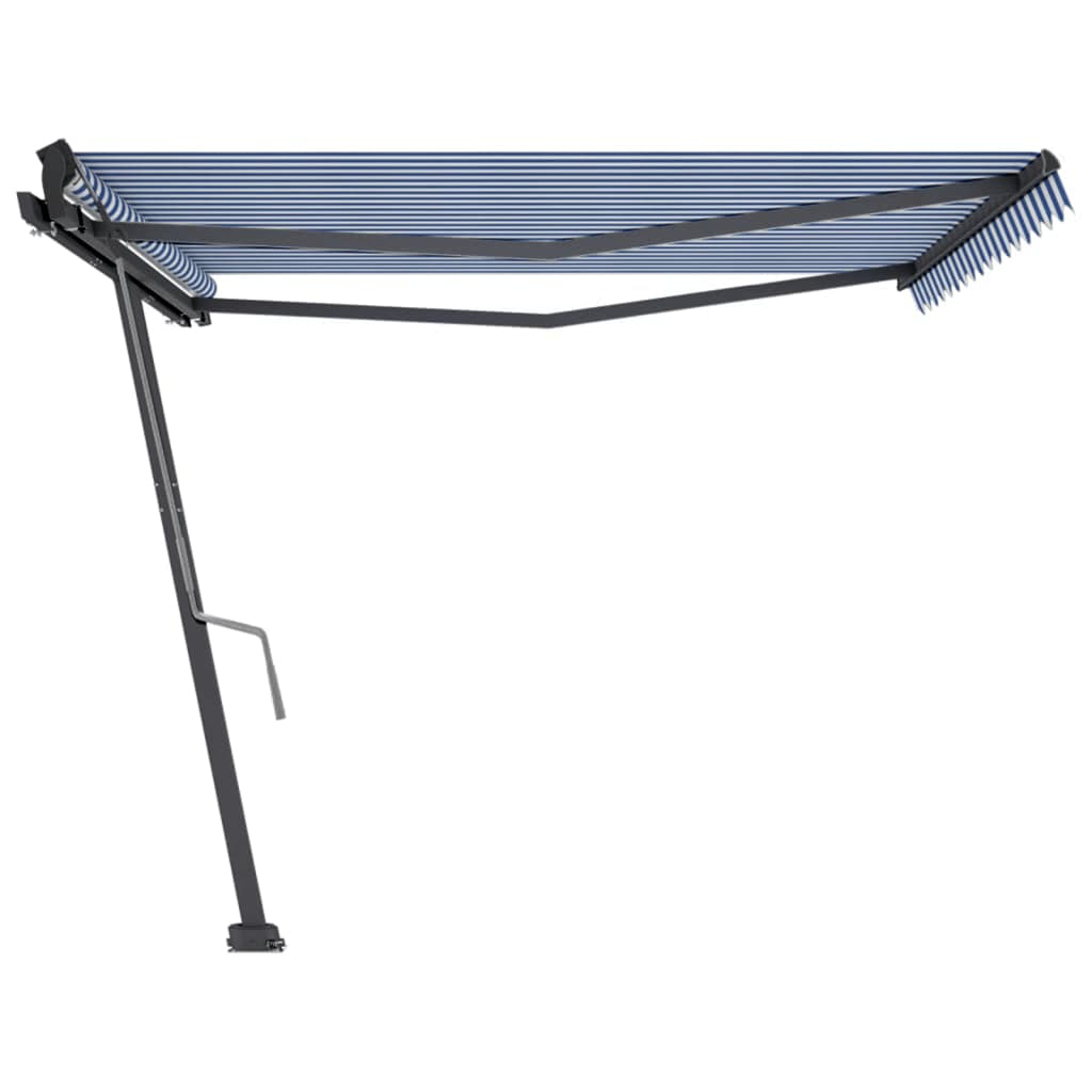 Freestanding Manual Retractable Awning 400x350 cm Blue/White