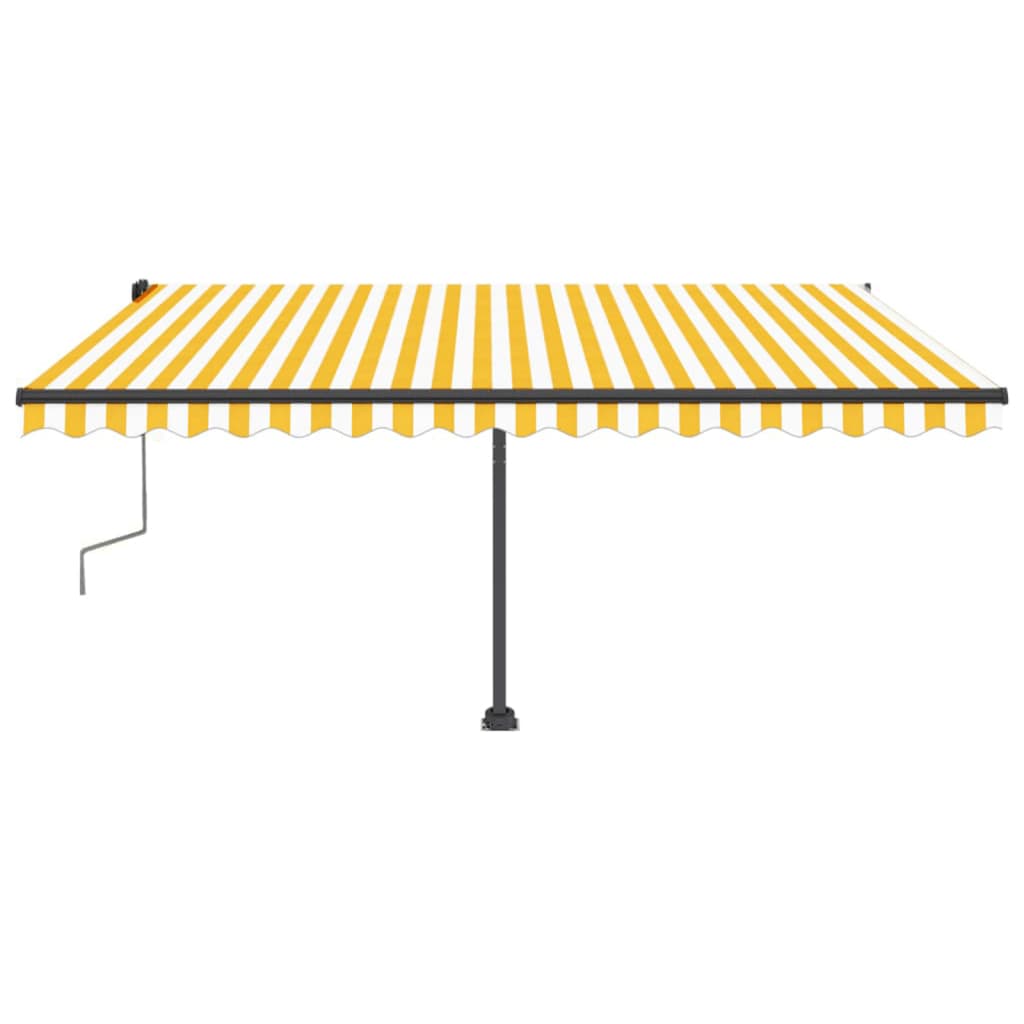 Freestanding Manual Retractable Awning 400x350 cm Yellow/White