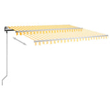 Freestanding Manual Retractable Awning 400x350 cm Yellow/White