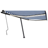 Manual Retractable Awning with LED 400x350 cm Blue and White