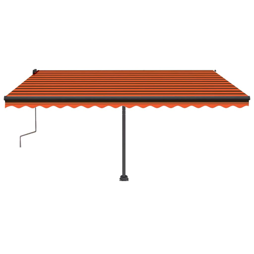 Manual Retractable Awning with LED 400x350 cm Orange and Brown