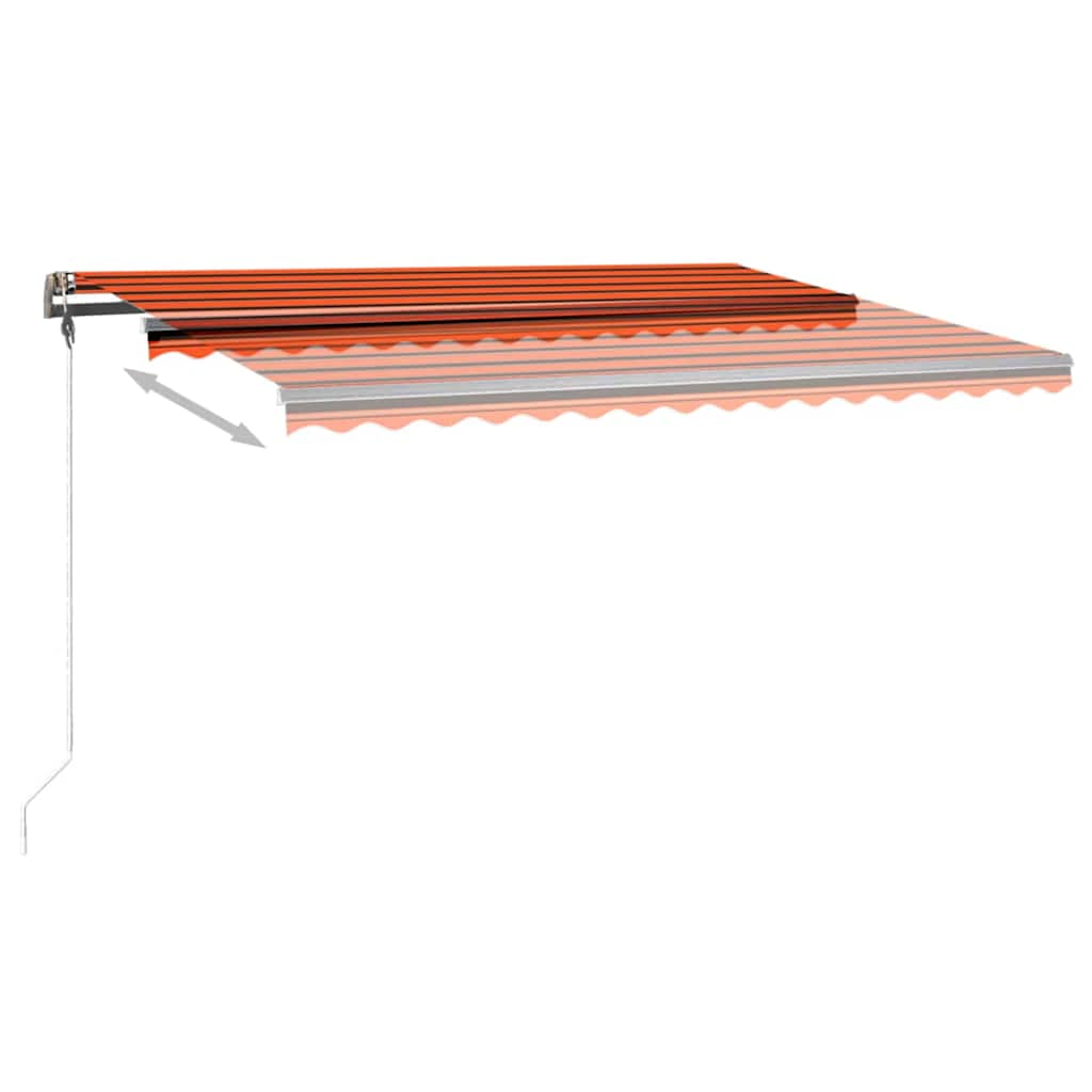 Manual Retractable Awning with LED 400x350 cm Orange and Brown