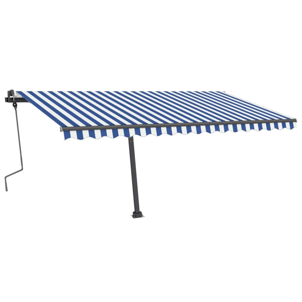 Freestanding Manual Retractable Awning 450x350 cm Blue/White