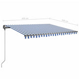 Freestanding Manual Retractable Awning 450x350 cm Blue/White