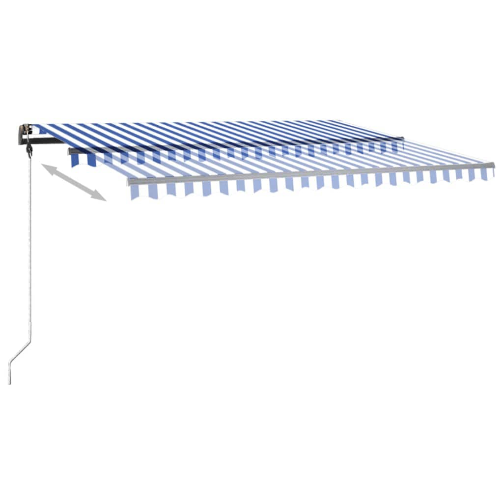 Manual Retractable Awning with LED 450x350 cm Blue and White