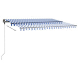 Manual Retractable Awning with LED 450x350 cm Blue and White