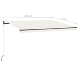 Manual Retractable Awning with LED 450x350 cm Cream