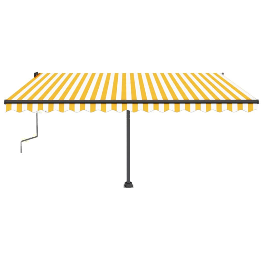 Manual Retractable Awning with LED 450x350 cm Yellow and White