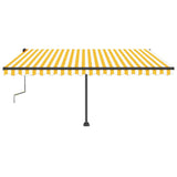 Manual Retractable Awning with LED 450x350 cm Yellow and White