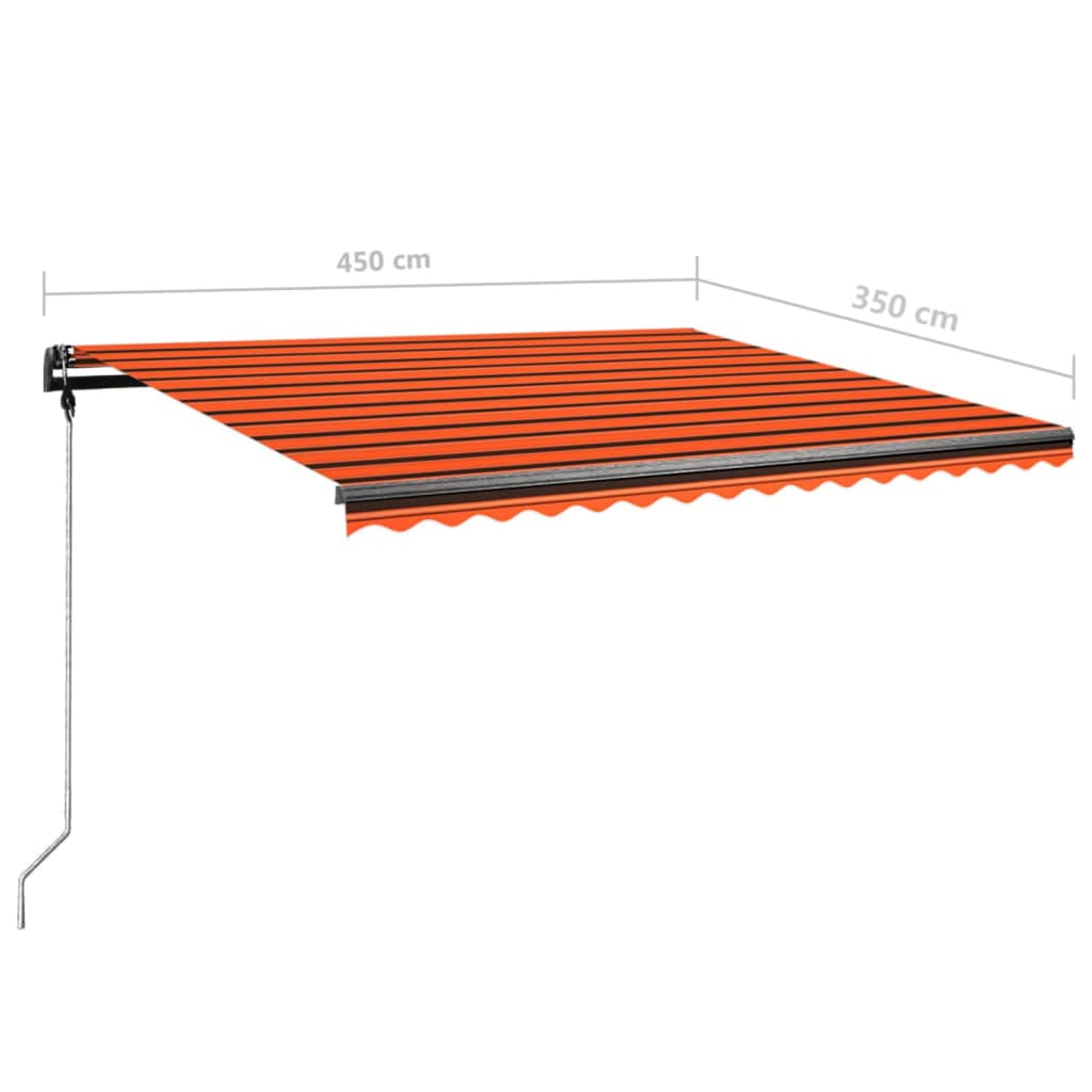 Manual Retractable Awning with LED 450x350 cm Orange and Brown