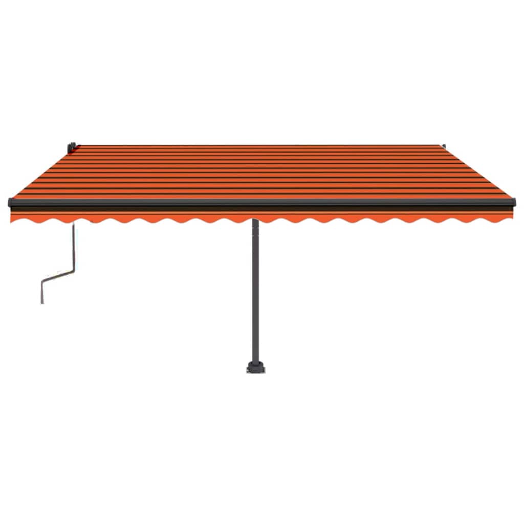 Manual Retractable Awning with LED 450x350 cm Orange and Brown