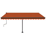 Manual Retractable Awning with LED 450x350 cm Orange and Brown