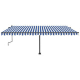 Freestanding Manual Retractable Awning 500x350 cm Blue/White