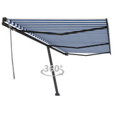 Freestanding Manual Retractable Awning 600x350 cm Blue/White