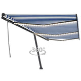 Manual Retractable Awning with LED 600x350 cm Blue and White