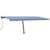 Manual Retractable Awning with LED 600x350 cm Blue and White