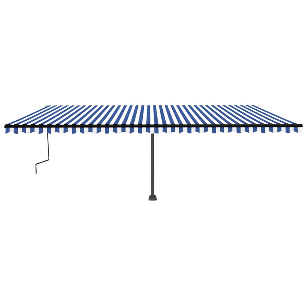 Manual Retractable Awning with LED 600x350 cm Blue and White