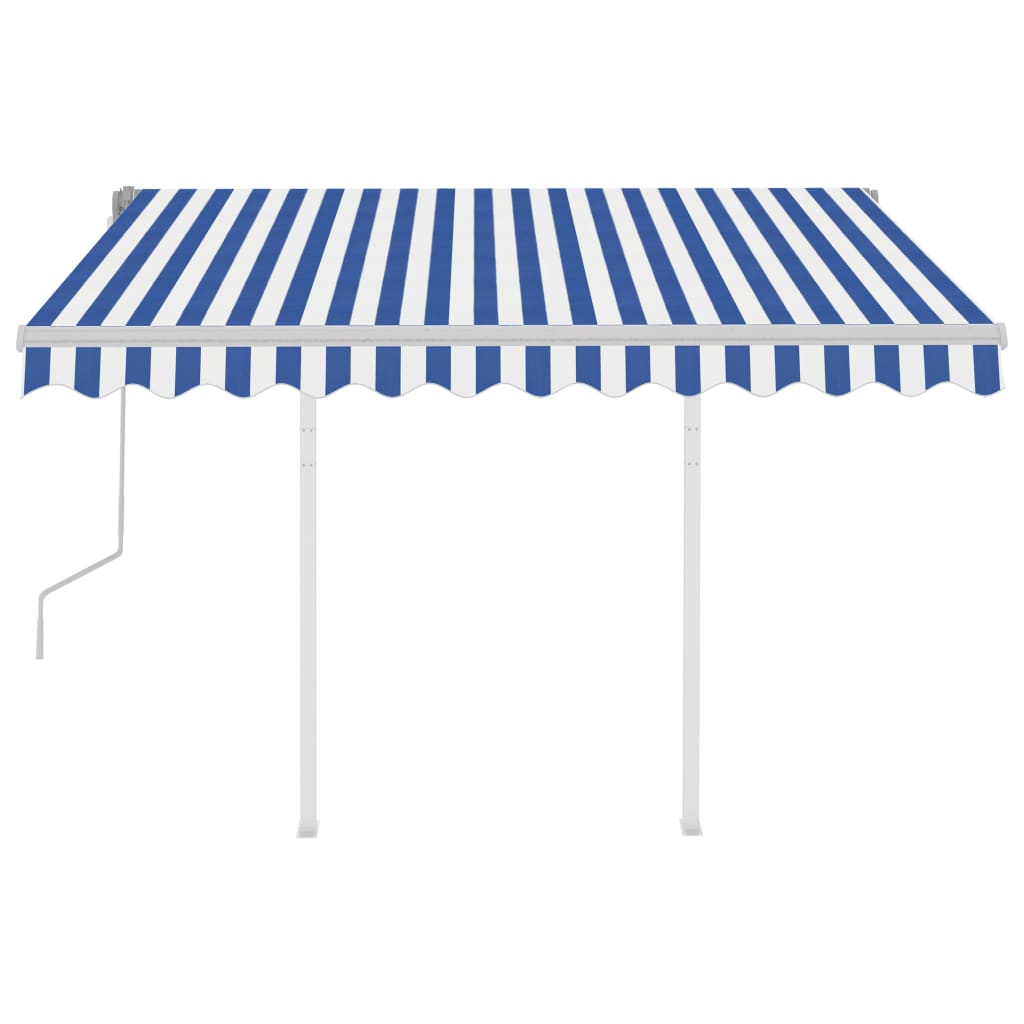 Manual Retractable Awning with Posts 3x2.5 m Blue and White