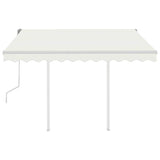 Manual Retractable Awning with Posts 3x2.5 m Cream