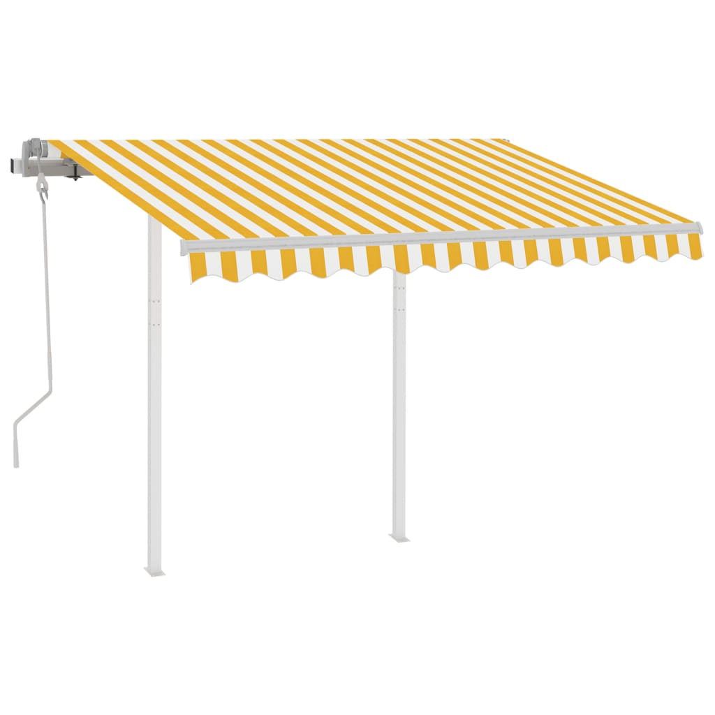 Manual Retractable Awning with Posts 3x2.5 m Yellow and White