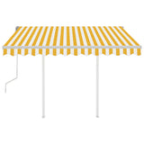 Manual Retractable Awning with Posts 3x2.5 m Yellow and White