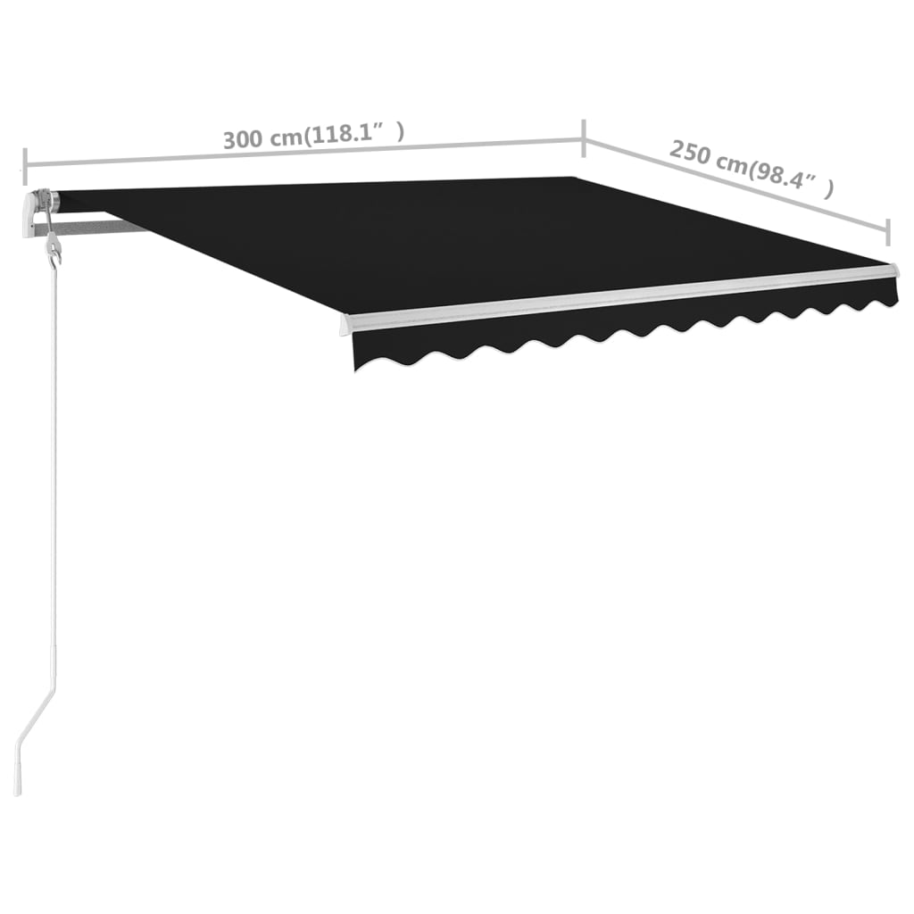 Manual Retractable Awning with Posts 3x2.5 m Anthracite