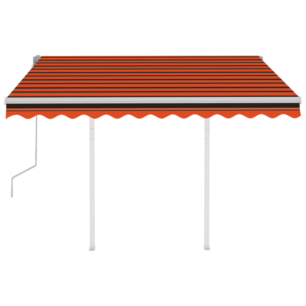 Manual Retractable Awning with Posts 3x2.5 m Orange and Brown