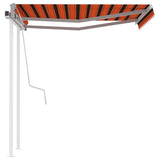 Manual Retractable Awning with Posts 3x2.5 m Orange and Brown