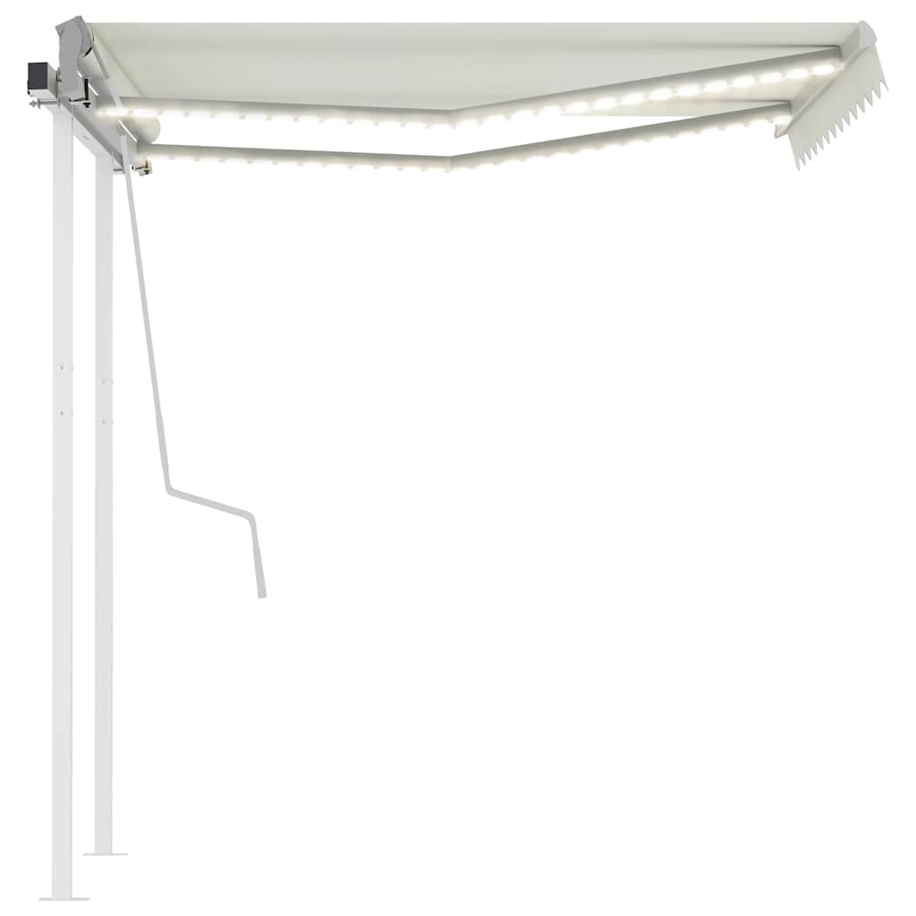 Manual Retractable Awning with LED 3x2.5 m Cream