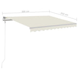 Manual Retractable Awning with LED 3x2.5 m Cream