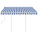 Manual Retractable Awning with Posts 3.5x2.5 m Blue and White