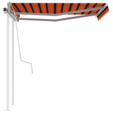 Manual Retractable Awning with Posts 3.5x2.5 m Orange and Brown
