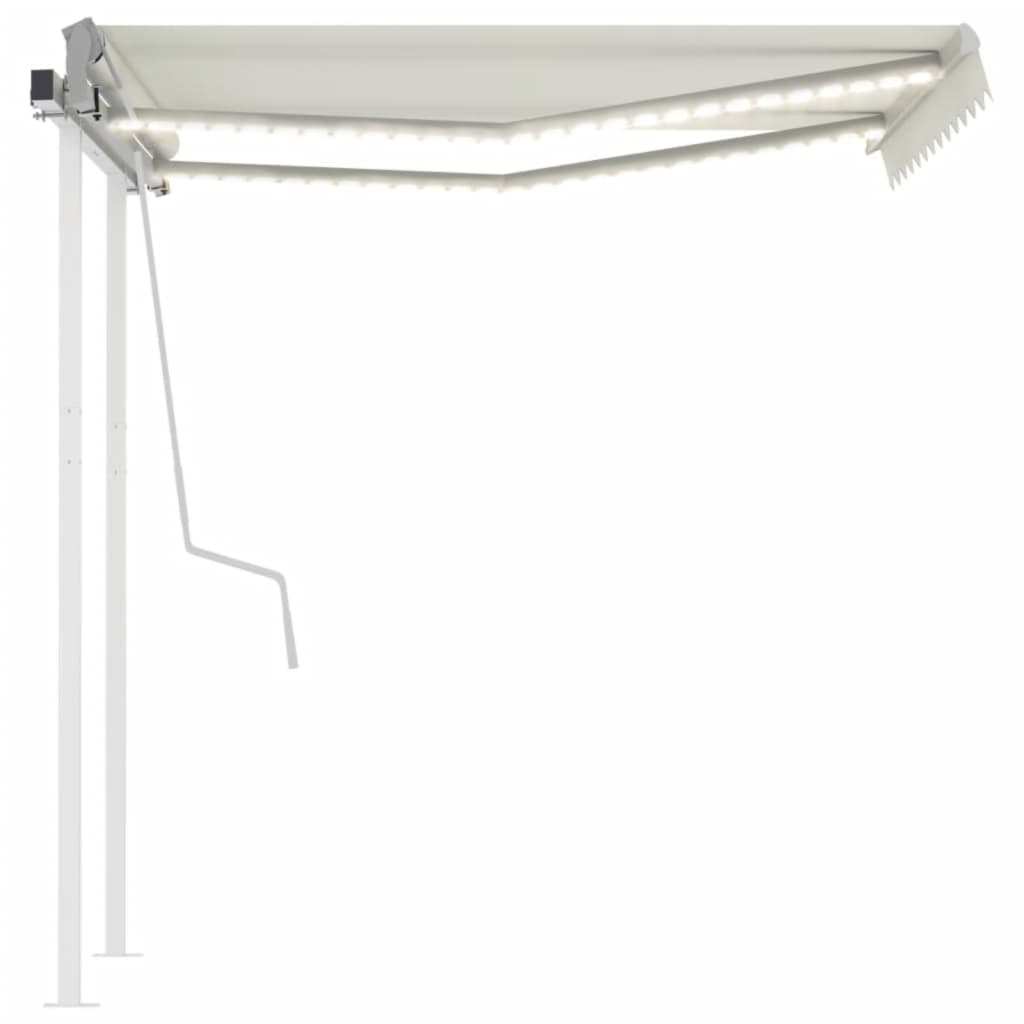 Manual Retractable Awning with LED 3.5x2.5 m Cream