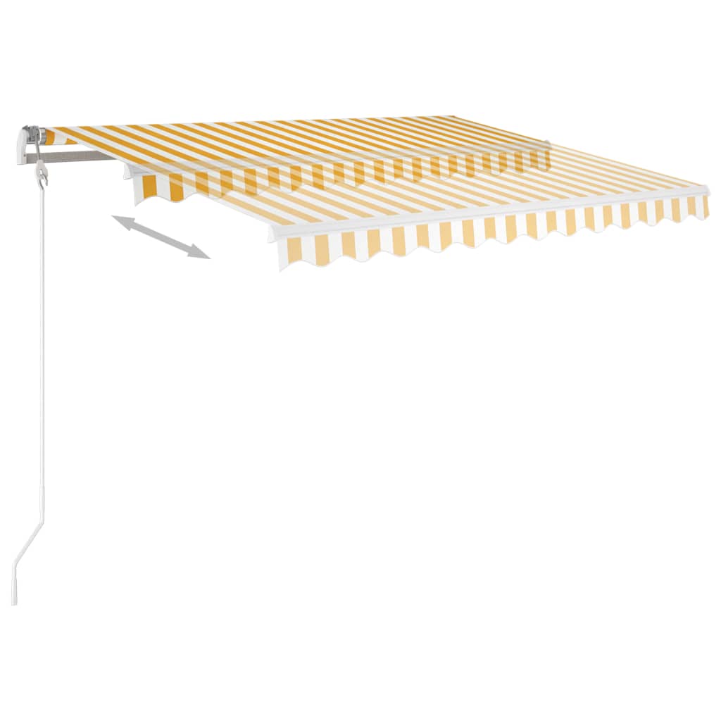 Manual Retractable Awning with LED 3.5x2.5 m Yellow and White