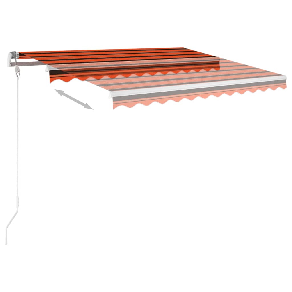 Manual Retractable Awning with LED 3.5x2.5 m Orange and Brown