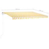 Manual Retractable Awning with Posts 4x3 m Yellow and White