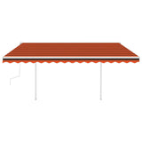 Manual Retractable Awning with Posts 4x3 m Orange and Brown