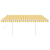 Manual Retractable Awning with LED 4x3 m Yellow and White