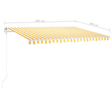 Manual Retractable Awning with LED 4x3 m Yellow and White