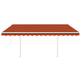 Manual Retractable Awning with LED 4x3 m Orange and Brown