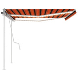 Manual Retractable Awning with LED 4x3 m Orange and Brown