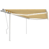 Manual Retractable Awning with LED 4.5x3 m Yellow and White
