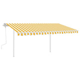 Manual Retractable Awning with LED 4.5x3 m Yellow and White