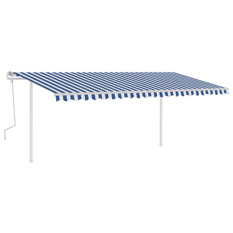Manual Retractable Awning with Posts 5x3 m Blue and White