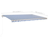 Manual Retractable Awning with Posts 5x3 m Blue and White