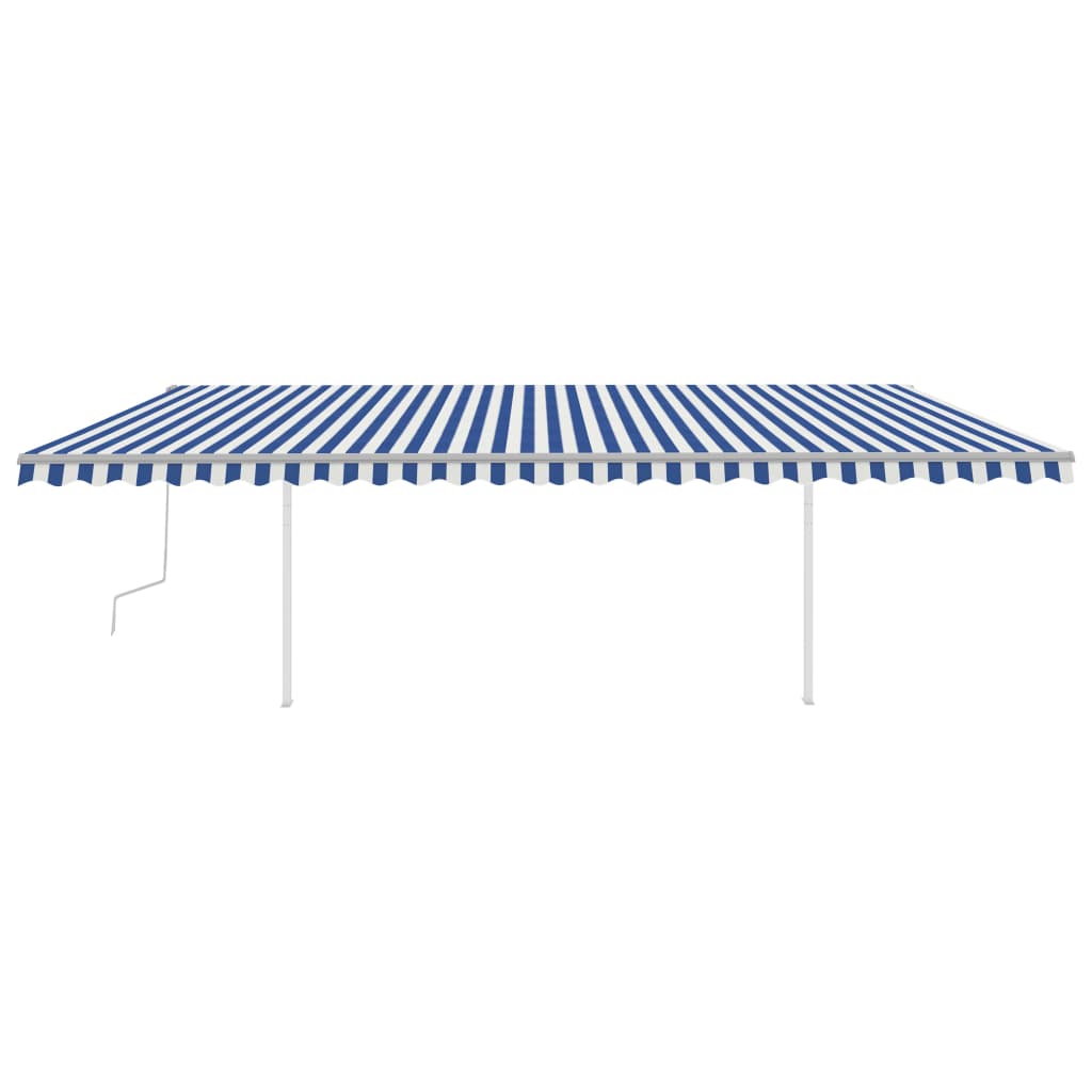 Manual Retractable Awning with Posts 6x3 m Blue and White