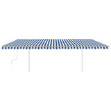 Manual Retractable Awning with Posts 6x3 m Blue and White