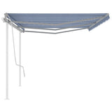 Manual Retractable Awning with Posts 6x3 m Blue and White